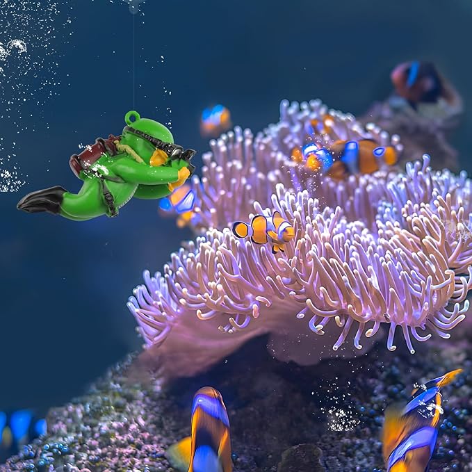 onesimcr Floating Fish Tank Decorations, Aquarium Decorations, Lovely Diver Fish Tank Decorations, Floating Device Fish Tank Accessories，Suitable for All Kinds of Fish Tanks(Dark Green)… onesimcr