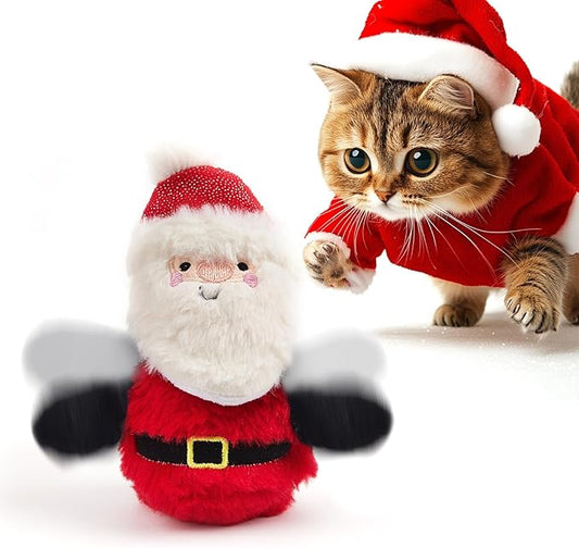 Interactive Christmas Cat Toys, Flapping Santa Clause Cat Toys, Lifelike Bird Chirp, USB Rechargeable Catnip Toy for Bored Indoor Cats Chase Exercise, 3 Modes - PAWPICO