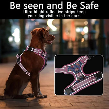 Timos Dog Harness, No-Pull Pet Harness with 2 Leash Clips, 3 Snap Buckles Adjustable Soft Padded Dog Vest, Reflective No-Choke Pet Oxford Vest with Easy Control Handle for Small Medium Large Dogs Timos