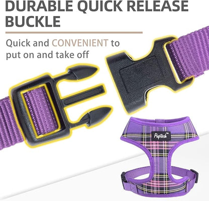 PUPTECK Soft Mesh Dog Harness and Leash Set Pet Puppy Cat Comfort Padded Vest No Pull Harnesses, Purple, M PUPTECK