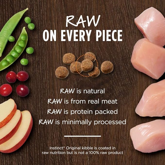 Instinct Dog Food, Grain Free Dog Food Dry, High Protein, Raw Coated Dog Food, Dog Kibble, Original Real Chicken, 4 lb. Bag - PAWPICO