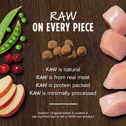 Instinct Dog Food, Grain Free Dog Food Dry, High Protein, Raw Coated Dog Food, Dog Kibble, Original Real Chicken, 4 lb. Bag - PAWPICO