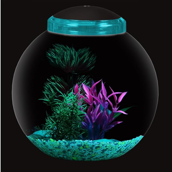 Koller Products 3-Gallon Globe Fish Bowl, Impact- Resistant Plastic Fish Tank with LED Lighting, Crystal-Clear Clarity, Desktop Aquarium Tank for Betta Nano Goldfish Peacockfish Zebrafish, Home Décor DISCOVERTHEEXCITINGWORLDOFKEEPINGTROPICALFISH