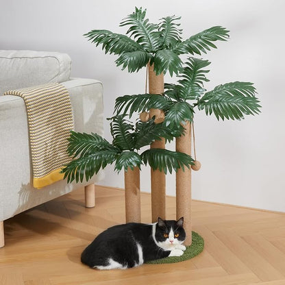 31.5Inch Cat Scratching Post,Cat Scratcher Tree with 3 Scratching Poles & 2 Interactive Dangling Balls,Cats Scratching Posts for Indoor Kitten & Adult Cats - PAWPICO