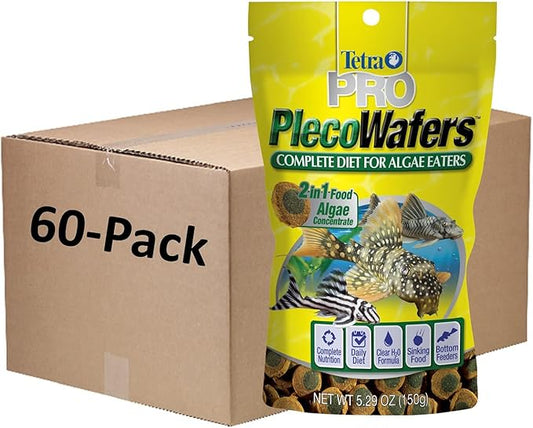 Tetra PRO PlecoWafers, Nutritionally Balanced Vegetarian Fish Food, Concentrated Algae Center (1 CASE of 60 Packs of 5.29 OZ Packages) Tetra