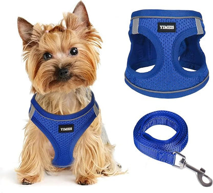 Dog Harness for Small Dogs, Small Dog Harness and Leash Set, Honeycomb Grid, Reflective Lightweight Harness & Anti-Twist Pet Lead,Dog Harness(Multi Color, Size: XS-S-M) (S, Sapphire Blue) PAWPICO