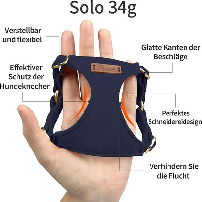 Puppytie No Pull xs Dog Harness with Multifunction Dog Leash,Soft Adjustable No Choke Escape Proof Pet Harness Vest,Navy,XS Puppytie