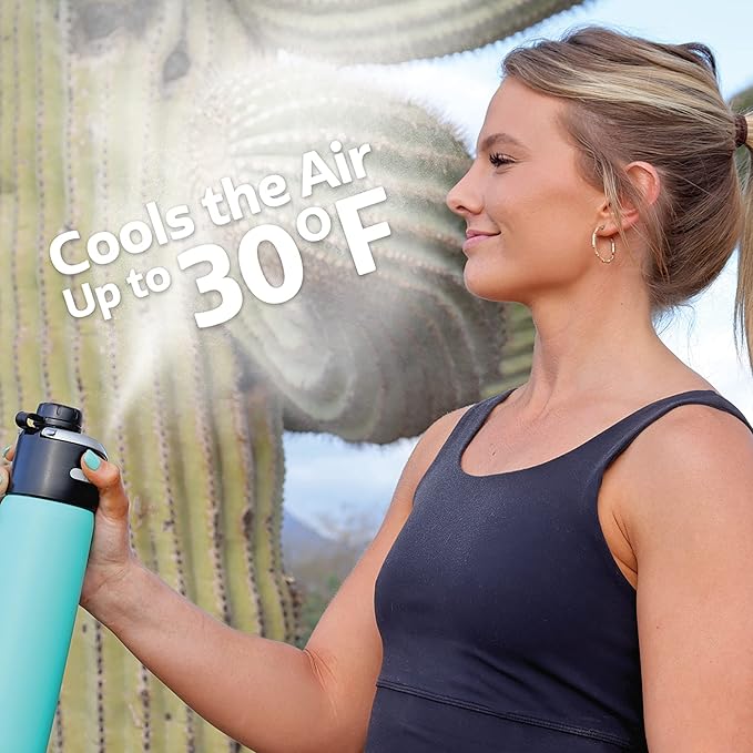 GoMist Misting & Drinking Bottle | Rechargeable Mist & Sip Water Bottle | Quick Charge USB-C Port | 2-Speed Mist Function | Stainless-Steel Double Wall Insulation (Desert Flower) ExtremeMist