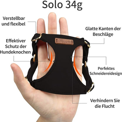 Puppytie No Pull xs Dog Harness with Multifunction Dog Leash,Soft Adjustable No Choke Escape Proof Pet Harness Vest,Black,XS - PAWPICO