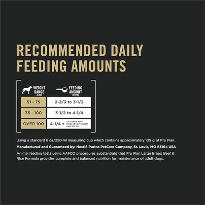 Purina Pro Plan Large Breed Dry High Protein Dog Food With Probiotics for Dogs, Beef and Rice Formula - 47 lb. Bag - PAWPICO