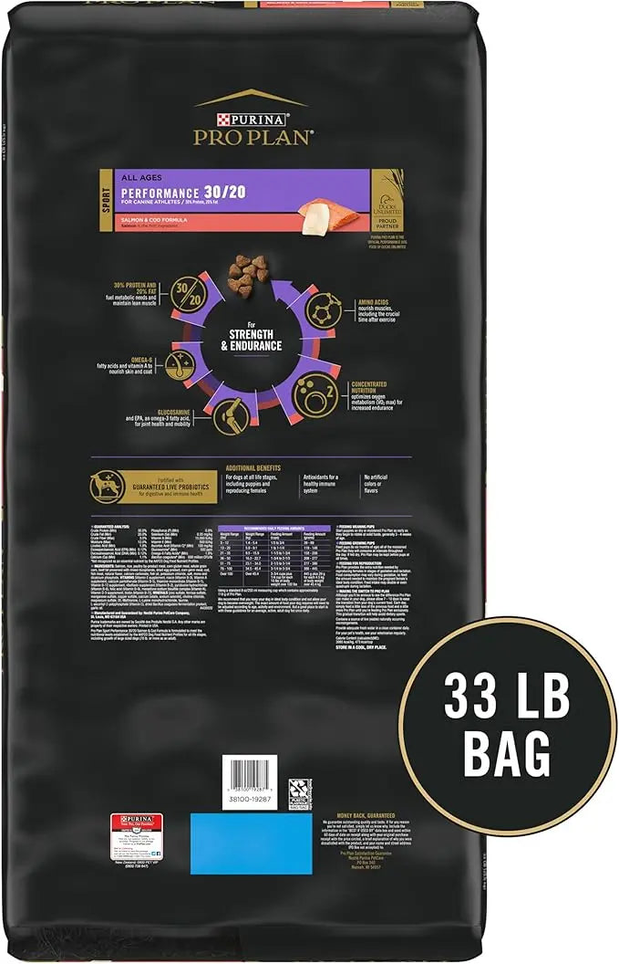 Purina Pro Plan Sport Performance 30/20 Salmon & Cod Formula Dry Dog Food - 33 lb. Bag - PAWPICO