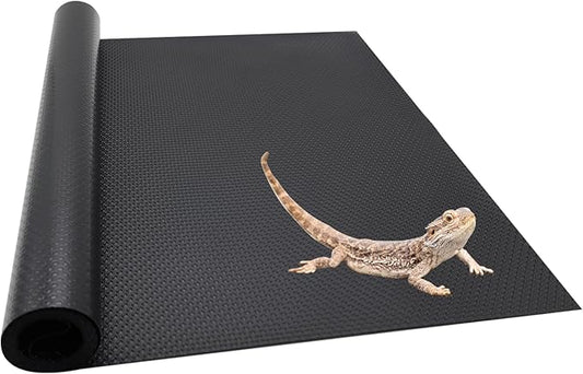 Reptile Carpet Bedding, 17.7 x 78.7 Inches Cuttable Reptile Terrarium Substrate Liner, Bearded Dragon Tank Accessories, Reptile Tank Mat for Leopard Gecko, Lizard, Snake and Tortoise, Black PAWPICO