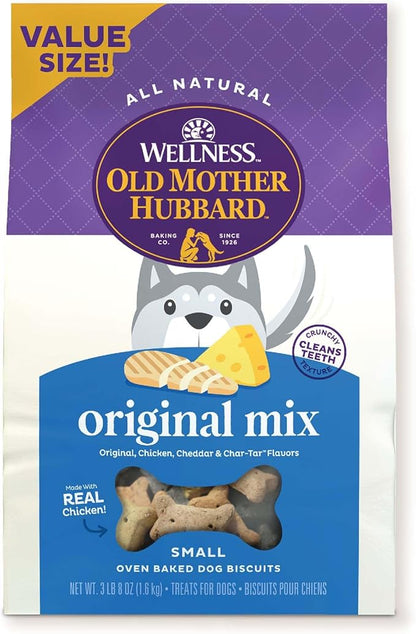 Old Mother Hubbard by Wellness Classic Original Mix Natural Dog Treats, Crunchy Oven-Baked Biscuits, Ideal for Training, Small Size, 3.8 pound bag - PAWPICO