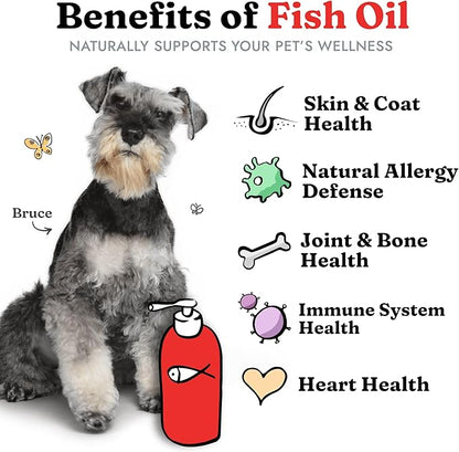 Fish Oil for Dogs - Healthy Skin & Coat, Salmon, Pollock, All Natural Supplement for Pets, Itching Scratching Allergy & Inflammation Defense, Omega 3 EPA DHA, Brain & Heart Health, 64 oz VitalPetLife