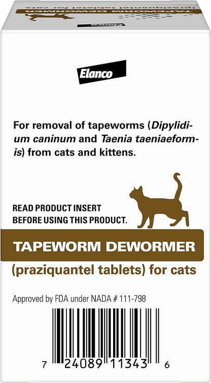 Elanco Tapeworm Dewormer (praziquantel tablets) for Cats and Kittens 6 Weeks and Older, 3-count Elanco
