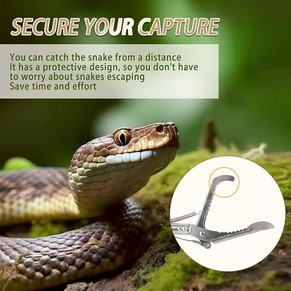 50in Snake Grabber,Snake Grabber Tool Only 17 in After Folding, Snake Stick Suitable for Many Scenarios，Snake Tools can Also be Used as Reptile Tongs and Snake Hook (White Metal Handle) PAWPICO