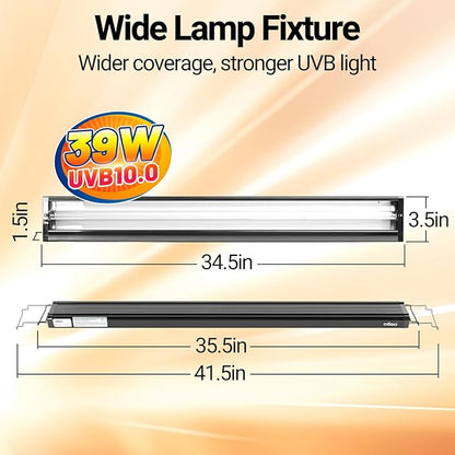 Oiibo T5 HO Reptile Light Fixture UVB Lighting Combo Kit, Reptiles Terrarium Lamp Hood Light Fixture Include UVB 10.0 Desert Reptile Light for Bearded Dragon Gecko Lizard (39W) OIIBO