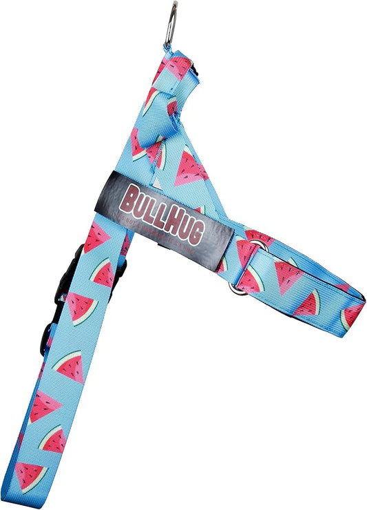 BULLHUG Harness – Made for Larger Chested Dogs Like English Bulldogs, French Bulldogs, Pugs & More. Stops Dogs from Pulling & Choking on Walks (Watermelon, Large) BULLHUG