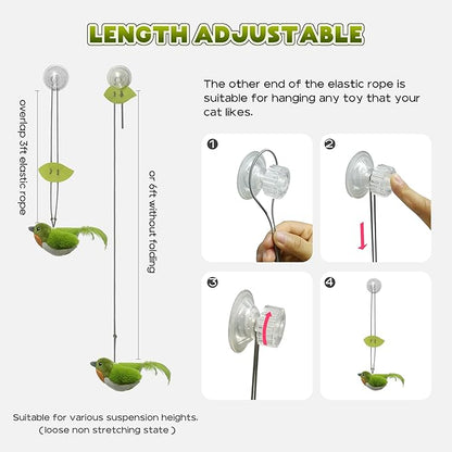 LEWISER Cat Toys Chirp Chickadee, Interactive Cat Feather Toys, Retractable Cat Teaser Toy, Hanging Toys for Indoor Cats Exercise, Kitten Kitty Fun Mental Physical Toys, Green (1 Pack) - PAWPICO