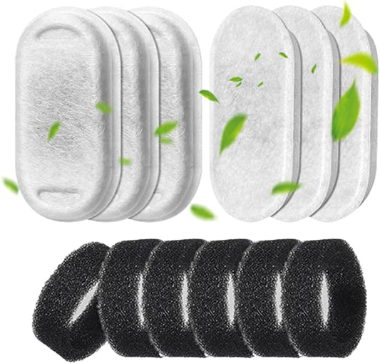 Cat Fountain Filter Replacement: 12 Cat Water fountain Filter - 6 Pieces Filters + 6 Pieces Sponges for Cat Fountains - Pet Water Fountain Filters for Cat Water Fountain H1 (67oz/2L) - PAWPICO