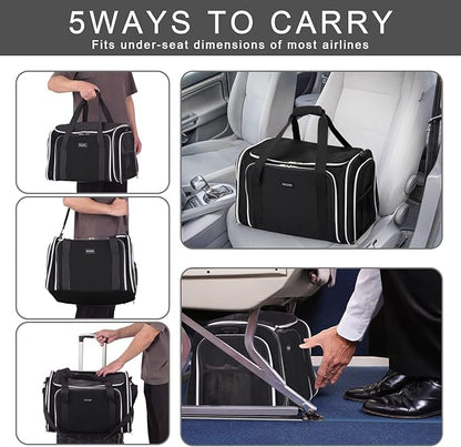 BAGLHER Cat Carrier Bag,Airline Approved Pet Carrier Soft Side Pet Travel 5 Sides Open Doors 3 Sides Expandable Foldable Dog Carrier with Fleece Pad - PAWPICO