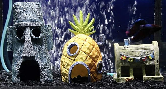 Penn-Plax Officially Licensed Spongebob Squarepants® Fish Tank Decorations | Spongebob’s Pineapple, Squidward Home, and The Crusty Crab Resin Figurines | Aquarium and Terrarium Décor Penn-Plax