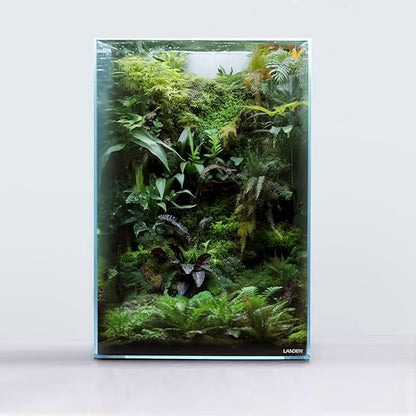 LANDEN Tall Tank, Rimless Low Iron Tank 10GAL 11.8" L × 11.8" W × 17.7" H (30X30X45) cm Small Aquascape Fish Tank, Vertical Aquascape Tank, Black Leveling Mat Included Landen