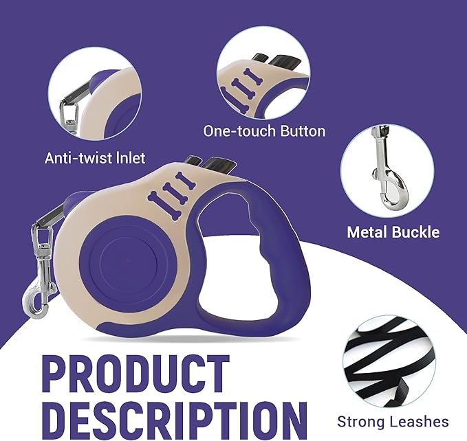 Retractable Dog Leash Automatic Telescopic Tractor Dog Tape, Pet Tape 10/16 FT Durable and Convenient, with Non-Slip Handle, Suitable for Small and Medium-Sized Dogs LIEVUIKEN