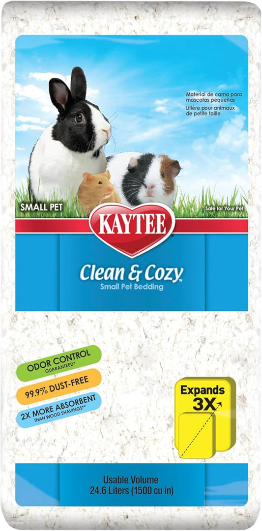 Kaytee Clean & Cozy White Small Animal Pet Bedding For Pet Guinea Pigs, Rabbits, Hamsters, Gerbils, and Chinchillas, 24.6 Liters Kaytee