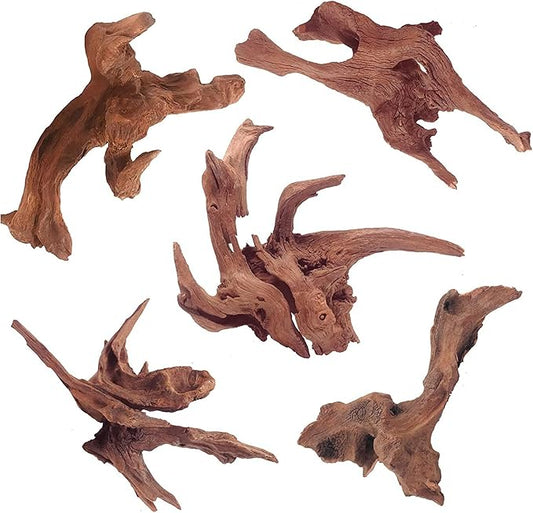 WDEFUN Natural Driftwood for Aquarium Decor, 5-Piece 5''-8'' Large Driftwood for Decorations on Fish Tank, Reptiles Bearded Dragon Accessories or Air Plants WDEFUN
