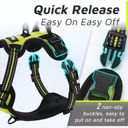 Eagloo Small Dog Harness No Pull, Service Vest with Reflective Strips and Control Handle, Adjustable and Comfortable for Easy Walking, No Choke Pet Harness with 2 Metal Rings, Green, XS GoExplorewithEagloo