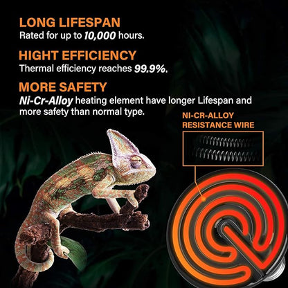 Simple Deluxe 25W Ceramic Heat Lamp, Reptile Heat Bulb Emitter, No Light Emitting Brooder Coop Heater for Amphibian Pet & Incubating Chicken, Black, 4 Pack SimpleDeluxe