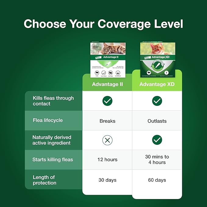 Advantage II Large Cat Vet-Recommended Flea Treatment & Prevention | Cats Over 9 lbs. | 6-Month Supply Advantage