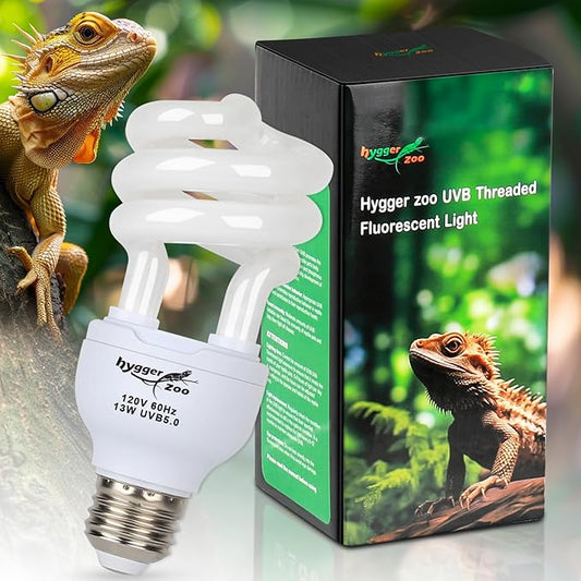 UVB Bulb for Reptiles, 5.0 13W UVA UVB Light Reptile Light Bulb, UVB Light for Rainforest Reptiles, Reptile Light Bulb for Crowned Chameleon, Green Lguana, Tree Frog, Ball Python PAWPICO