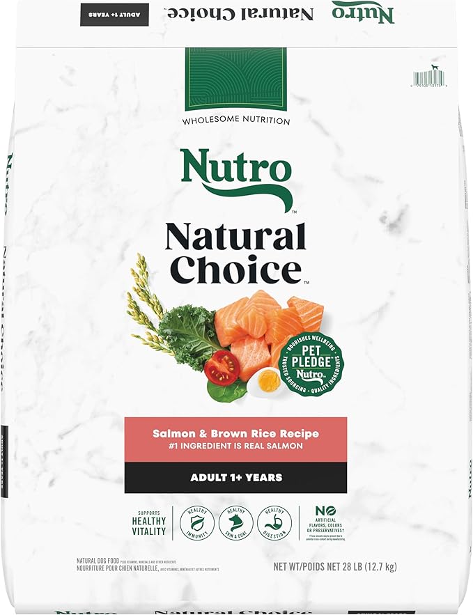 Nutro Natural Choice Adult Dry Dog Food, Salmon & Brown Rice Recipe, 28 lb. Bag - PAWPICO