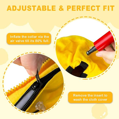 Dog Cone Collar, Inflatable Dog Cone After Surgery for Small Medium Large Dogs, Soft Dog Cone of Alternative with Enhanced Anti-Licking Guard Shield for Pets (Yellow, M (Neck: 9"-12")) RoyalClaws