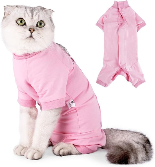 LIANZIMAU Cat Surgical Recovery Suit Professional for Male Female Dog Abdominal Wounds Cone E-Collar Alternative Anti-Licking Pet Surgical Recovery Pajama Suit Soft Fabric Onesie for Cats Lianzimau