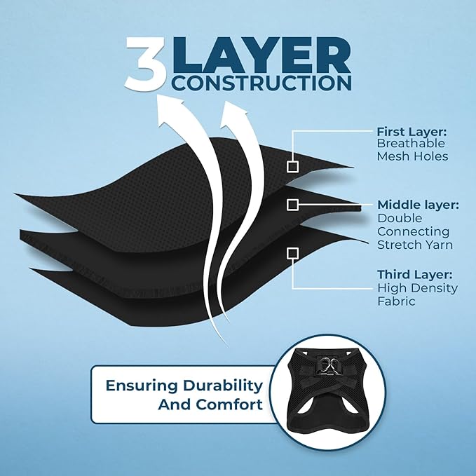 Voyager Step-in Air Dog Harness - All Weather Mesh, Reflective, No Pull Harness for Small, Medium Dogs, Cats - Secure with Hook & Loop Fastener, Buckle, Double D-Rings - Black, XL BestPetSuppliesLLC