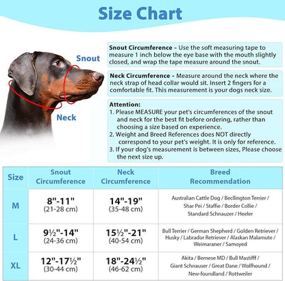 BARKLESS Soft Dog Head Collar, Padded No Pull Head Halter, Training Nose Leash with Safety Link for Medium Large Dogs, Adjustable Muzzle Leash, Easy Control for Walking Barkless