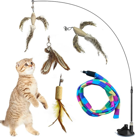 Interactive Cat Toy Cat Toys for Bored Indoor Adult Cats Suction Cup Flying Bird Cat Toy Suitable for Kitten to Play Exercise - PAWPICO