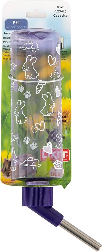 Lixit Standard Cage Water Bottles for Rabbits, Ferrets, Guinea Pigs, Hamsters, Rats, Mice and Other Small Animal's (8 Ounce, Purple) Lixit
