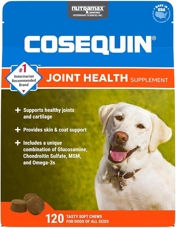 Cosequin Joint Health Supplement for Dogs - With Glucosamine, Chondroitin, MSM, and Omega-3's, 120 Soft Chews NutramaxLaboratories