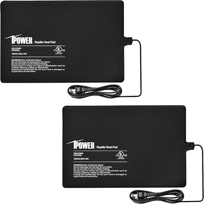 iPower Reptile Heat Pad Under Tank Terrarium Warmer Heating Mat for Turtle, Lizard, Frog, Snake, Reptile, and Other Small Animals, 8X12 Inch, 16W, 2 Pack iPower