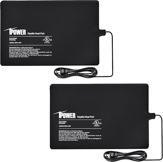 iPower Reptile Heat Pad Under Tank Terrarium Warmer Heating Mat for Turtle, Lizard, Frog, Snake, Reptile, and Other Small Animals, 8X12 Inch, 16W, 2 Pack iPower