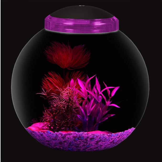 Koller Products 3-Gallon Globe Fish Bowl, Impact- Resistant Plastic Fish Tank with LED Lighting, Crystal-Clear Clarity, Desktop Aquarium Tank for Betta Nano Goldfish Peacockfish Zebrafish, Home Décor DISCOVERTHEEXCITINGWORLDOFKEEPINGTROPICALFISH