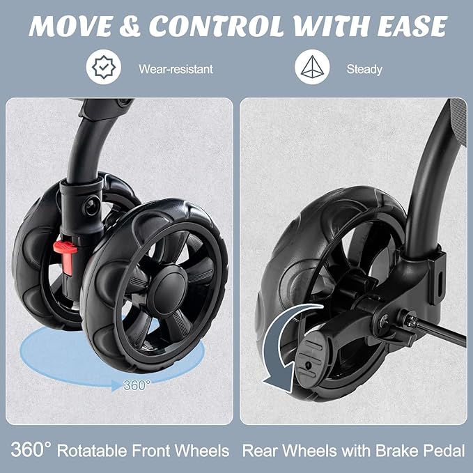 Double Dog Stroller, Foldable 3-in-1 Cat Stroller with 2 Detachable Carriers, Safety Belt, Washable Cover, Removable Pads, 4 Wheels Travel Pet Stroller for Small Medium Dogs (Grey) - PAWPICO