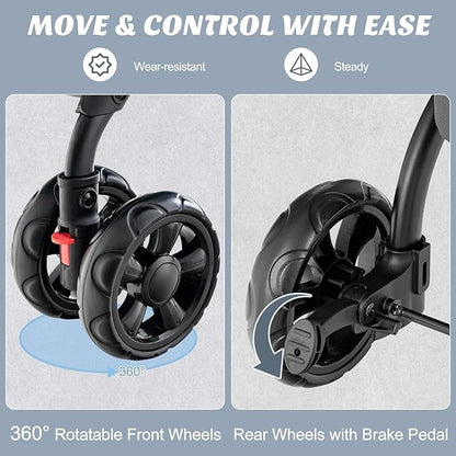 Double Dog Stroller, Foldable 3-in-1 Cat Stroller with 2 Detachable Carriers, Safety Belt, Washable Cover, Removable Pads, 4 Wheels Travel Pet Stroller for Small Medium Dogs (Grey) - PAWPICO