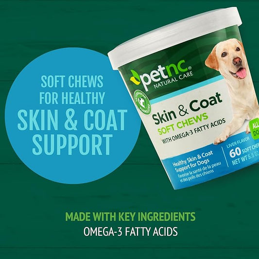 PetNC Natural Care Skin and Coat Soft Chews for Dogs, 60 Count VisitthePetnc