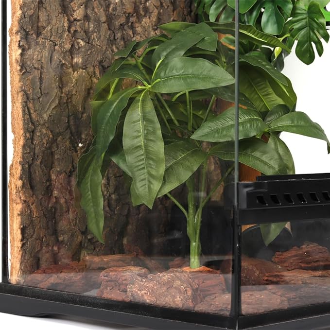 Fake Green Money Tree Plant, Reptile Decor for Terrarium, Crested Gecko Tank Accessories fit Leopard Gecko Bearded Dragon Lizard Chameleon Snake Tortoise WOLEDOE