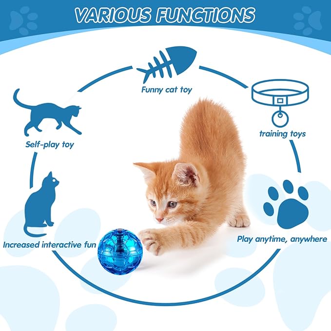 Frienda 4 Pieces Ghost Hunting Cat Ball Motion Light Up Cat Balls LED Motion Activated Cat Ball Motion Light Up Cat Dog Interactive Toys Pet Glowing Mini Running Exercise Ball Toys (Multicolored) - PAWPICO